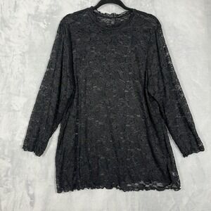 Torrid Womens All Lace Whimsigoth Top 3X Black Fairy Grunge Witchy Sheer Stretch